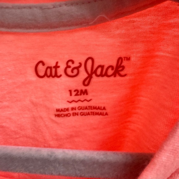 Cat & Jack 12M Girls Highlighter Orange Butterfly Pocket Short Sleeve Tee Blouse - Picture 4 of 5